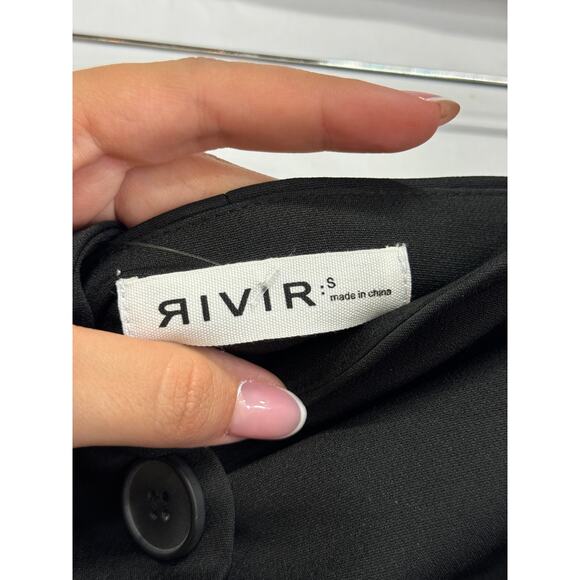 NWT Rivir Strapless Button-Front Tube Top & Wide Leg Trouser Pants Set Black S - Picture 2 of 5